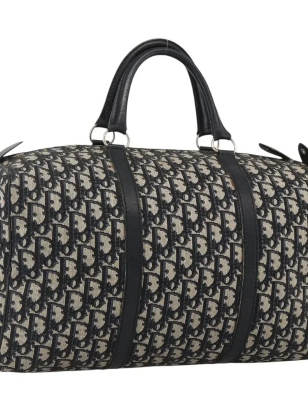 Christian Dior Trotter Canvas Boston Bag Navy Silver Auth ka2812 - Picture 2 of 16